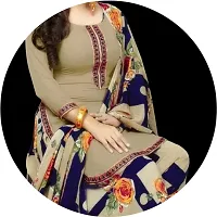 Elegant Beige Crepe Printed Dress Material with Dupatta For Women-thumb3