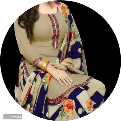 Elegant Beige Crepe Printed Dress Material with Dupatta For Women-thumb4