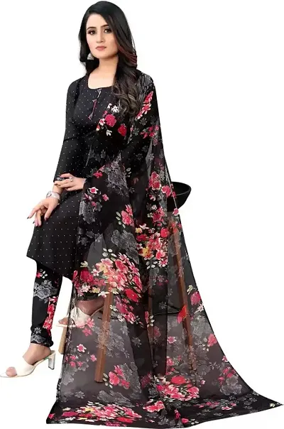 Elegant Crepe Dress Material with Dupatta For Women