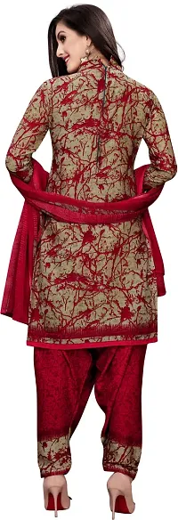 Elegant Beige Crepe Printed Dress Material with Dupatta For Women-thumb1