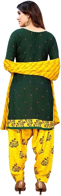 Elegant Green Crepe Printed Dress Material with Dupatta For Women-thumb1