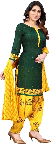 Elegant Green Crepe Printed Dress Material with Dupatta For Women-thumb2