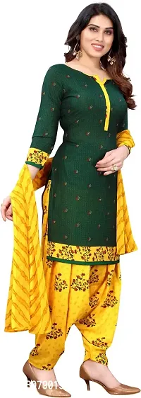 Elegant Green Crepe Printed Dress Material with Dupatta For Women-thumb3