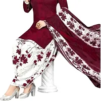 Elegant Maroon Crepe Printed Dress Material with Dupatta For Women-thumb1