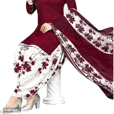 Elegant Maroon Crepe Printed Dress Material with Dupatta For Women-thumb2