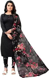 Elegant Black Crepe Printed Dress Material with Dupatta For Women-thumb1