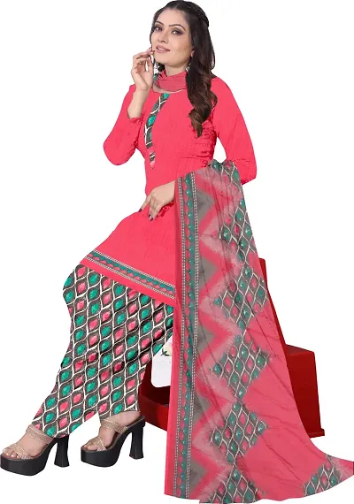 Elegant Crepe Dress Material with Dupatta For Women