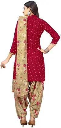 Elegant Red Crepe Printed Dress Material with Dupatta For Women-thumb1