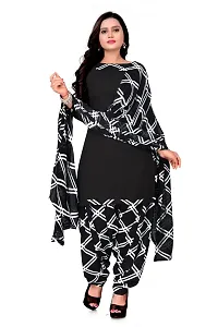 Elegant Black Crepe Checked Dress Material with Dupatta For Women-thumb2