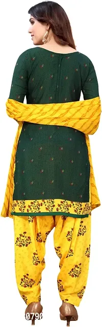 Elegant Green Crepe Printed Dress Material with Dupatta For Women-thumb2