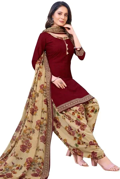 Beautiful Crepe Dress Material with Dupatta