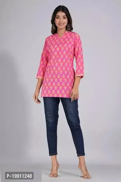 Stylish Cotton Printed Short Kurti-thumb0