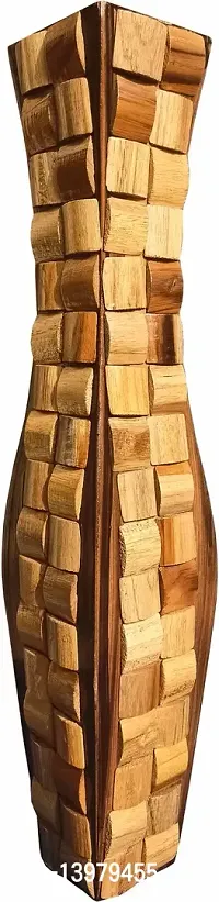 Wooden Flower Vase With Beautiful Big Square Surai Design (24 Inch)-thumb0