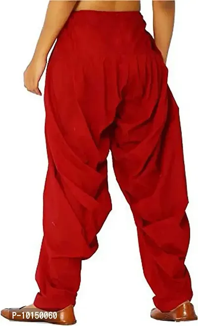 Caaspy Women's Cotton Plain Semi Patiala Salwar Patiala Pants Cotton Patiala Combo (Size: Free Size, Length: 41 Inches) (Dark Green Combo) (Dark Green & Red)-thumb5