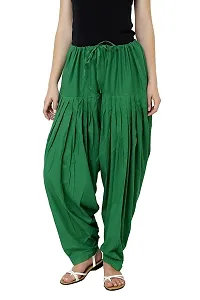 Caaspy Women's Cotton Plain Semi Patiala Salwar Patiala Pants Cotton Patiala Combo (Size: Free Size, Length: 41 Inches) (Green Combo) (Green  Rama Green)-thumb1