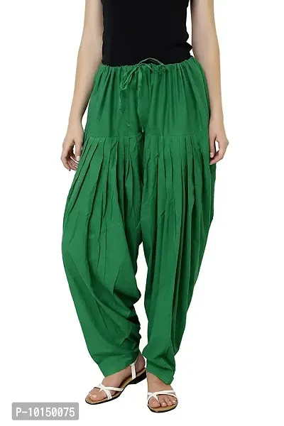 Caaspy Women's Cotton Plain Semi Patiala Salwar Patiala Pants Cotton Patiala Combo (Size: Free Size, Length: 41 Inches) (Green Combo) (Green  Rama Green)-thumb2