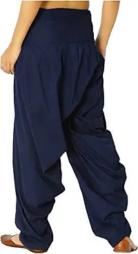 Caaspy Women's Cotton Plain Semi Patiala Salwar Patiala Pants Cotton Patiala (Size: Free Size, Length: 41 Inches) (Cotton, Navy Blue)-thumb1