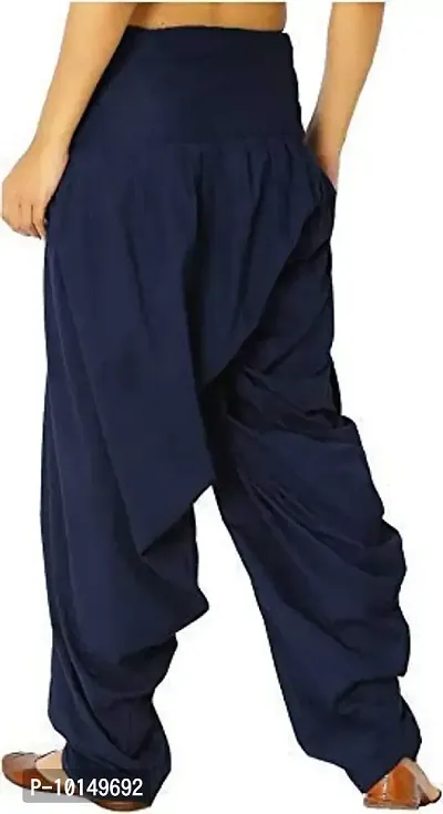 Caaspy Women's Cotton Plain Semi Patiala Salwar Patiala Pants Cotton Patiala (Size: Free Size, Length: 41 Inches) (Cotton, Navy Blue)-thumb2