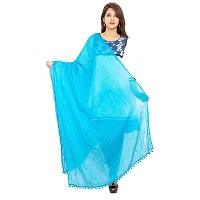 Caaspy Cotton Dupatta Plain Dupatta Cotton Plain Dupatta Solid Dupatta Sacarf For Women Chunni For Women Dupatta For Women (Length: 2.25 Meter, Width: 1 Meter) (White & Sky Blue)-thumb3