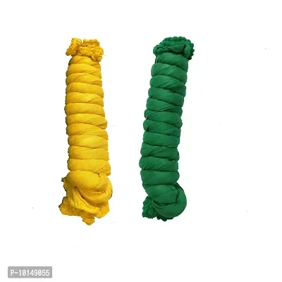 Caaspy Cotton Plain Dupatta Solid Dupatta Chunni Sacarf For Women (Length: 2.25 Meter, Width: 1 Meter) (Yellow & Dark Green)