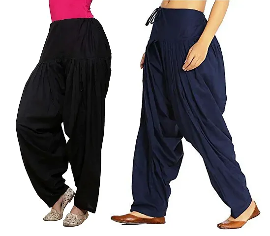 Stylish Cotton Solid Salwars For Women - Pack Of 2