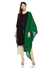 Caaspy Cotton Plain Dupatta Solid Dupatta Chunni Sacarf For Women (Length: 2.25 Meter, Width: 1 Meter) (White & Dark Green)-thumb4