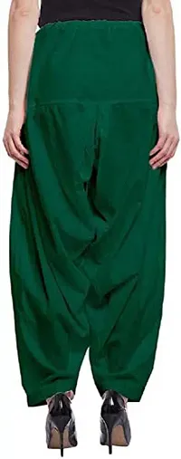 Caaspy Women's Cotton Plain Semi Patiala Salwar Patiala Pants Cotton Patiala Combo (Size: Free Size, Length: 41 Inches) (Dark Green Combo) (Dark Green & Red)-thumb2