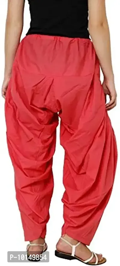 Caaspy Women's Cotton Plain Semi Patiala Salwar Patiala Pants Cotton Patiala (Size: Free Size, Length: 41 Inches) (Cotton, Peach)-thumb2