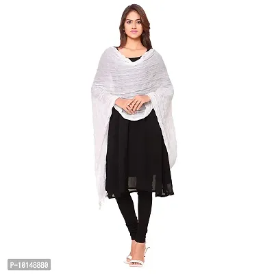 Caaspy Cotton Plain Dupatta Solid Dupatta Chunni Sacarf For Women (Length: 2.25 Meter, Width: 1 Meter) (White & Dark Green)-thumb2