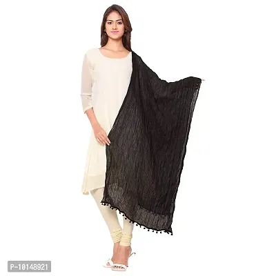 Women's Solid Plain Cotton Dupattas (Black and Sky -Color)-thumb2