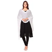 Caaspy Cotton Plain Dupatta Solid Dupatta Chunni Sacarf For Women (Length: 2.25 Meter, Width: 1 Meter) (White & Navy Blue)-thumb1