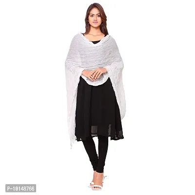 Caaspy Cotton Plain Dupatta Solid Dupatta Chunni Sacarf For Women (Length: 2.25 Meter, Width: 1 Meter) (White & Navy Blue)-thumb2