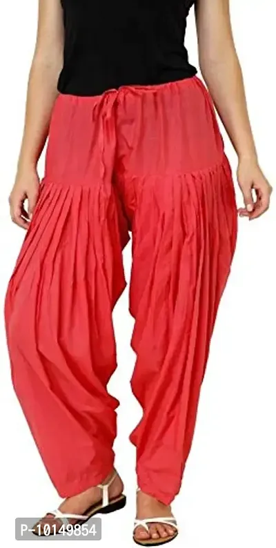 Caaspy Women's Cotton Plain Semi Patiala Salwar Patiala Pants Cotton Patiala (Size: Free Size, Length: 41 Inches) (Cotton, Peach)-thumb0