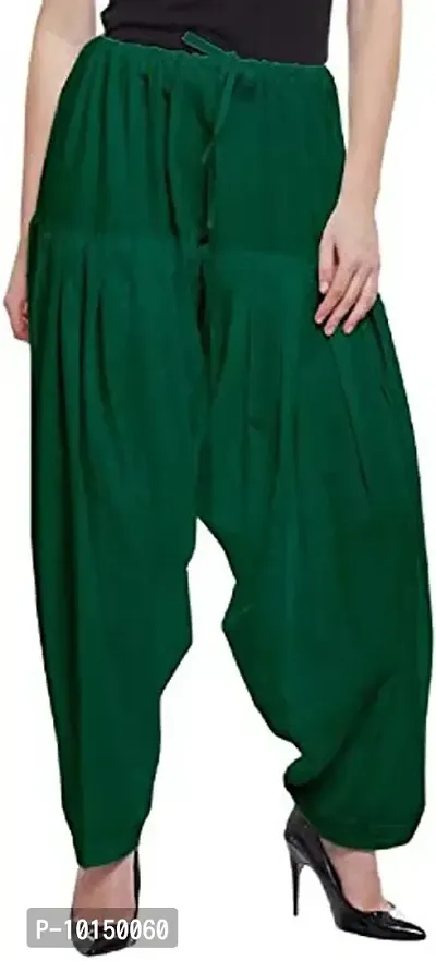 Caaspy Women's Cotton Plain Semi Patiala Salwar Patiala Pants Cotton Patiala Combo (Size: Free Size, Length: 41 Inches) (Dark Green Combo) (Dark Green & Red)-thumb2