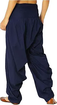 Caaspy Women's Cotton Plain Semi Patiala Salwar Patiala Pants Cotton Patiala Combo (Size: Free Size, Length: 41 Inches) (Navy Blue Combo) (Navy Blue & Maroon)-thumb1