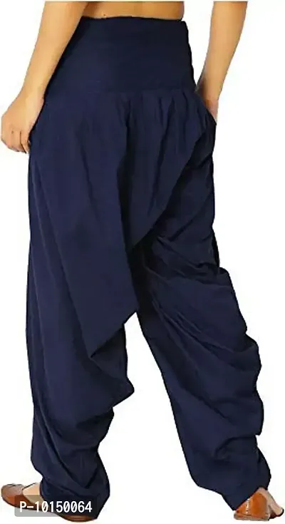 Caaspy Women's Cotton Plain Semi Patiala Salwar Patiala Pants Cotton Patiala Combo (Size: Free Size, Length: 41 Inches) (Navy Blue Combo) (Navy Blue & Maroon)-thumb2