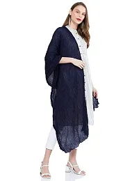 Caaspy Cotton Dupatta Plain Dupatta Cotton Plain Dupatta Solid Dupatta Sacarf For Women Chunni For Women Dupatta For Women (Length: 2.25 Meter, Width: 1 Meter) (White & Navy Blue)-thumb3