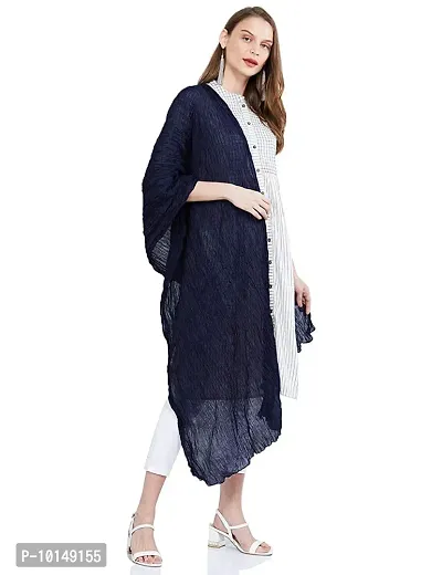 Caaspy Cotton Dupatta Plain Dupatta Cotton Plain Dupatta Solid Dupatta Sacarf For Women Chunni For Women Dupatta For Women (Length: 2.25 Meter, Width: 1 Meter) (White & Navy Blue)-thumb4