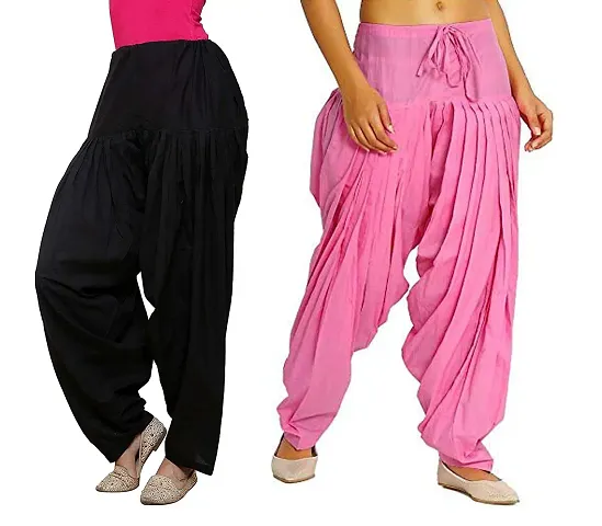 Stylish Cotton Solid Salwars For Women - Pack Of 2