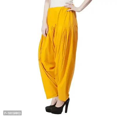 Caaspy Women's Cotton Plain Semi Patiala Salwar Patiala Pants Cotton Patiala Combo (Size: Free Size, Length: 41 Inches) (Mustard Yellow Combo) (Mustard Yellow & Baby Pink)-thumb3