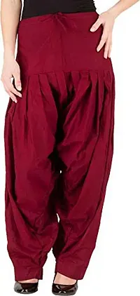 Caaspy Women's Cotton Plain Semi Patiala Salwar Patiala Pants Cotton Patiala Combo (Size: Free Size, Length: 41 Inches) (Navy Blue Combo) (Navy Blue & Maroon)-thumb3