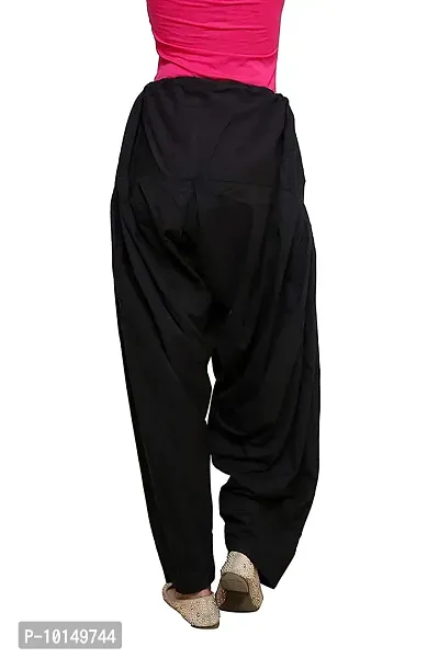 Caaspy Women's Cotton Plain Semi Patiala Salwar Patiala Pants Cotton Patiala Combo (Size: Free Size, Length: 41 Inches) (Black Combo) (Black & Royal Blue)-thumb3