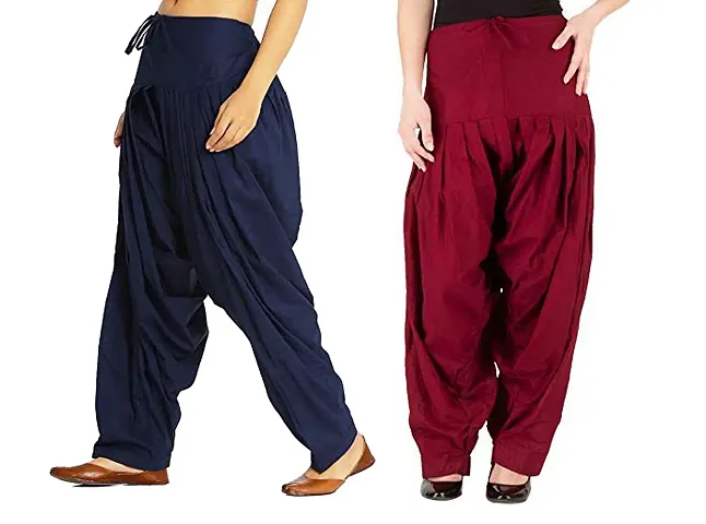 Stylish Cotton Solid Salwars For Women - Pack Of 2