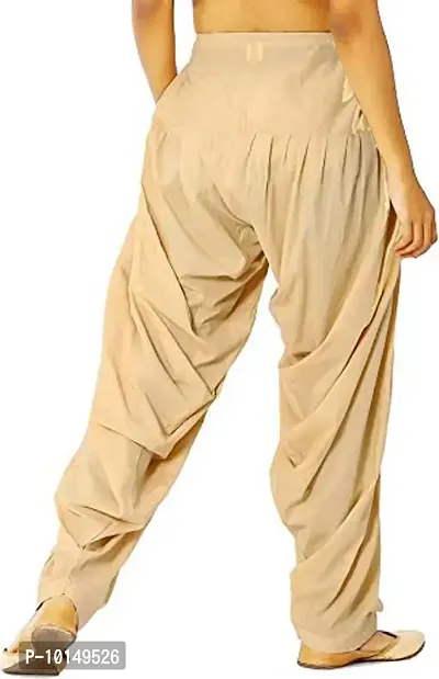 Caaspy Women's Cotton Plain Semi Patiala Salwar Patiala Pants Cotton Patiala Combo (Size: Free Size, Length: 41 Inches) (Beige Combo) (Beige  Navy Blue)-thumb5