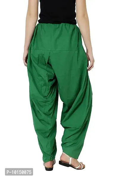 Caaspy Women's Cotton Plain Semi Patiala Salwar Patiala Pants Cotton Patiala Combo (Size: Free Size, Length: 41 Inches) (Green Combo) (Green  Rama Green)-thumb3