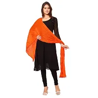 Caaspy Cotton Dupatta Plain Dupatta Cotton Plain Dupatta Solid Dupatta Sacarf For Women Chunni For Women Dupatta For Women (Length: 2.25 Meter, Width: 1 Meter) (Orange & Black)-thumb1