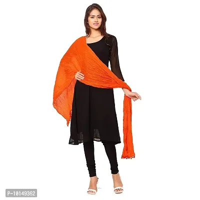 Caaspy Cotton Dupatta Plain Dupatta Cotton Plain Dupatta Solid Dupatta Sacarf For Women Chunni For Women Dupatta For Women (Length: 2.25 Meter, Width: 1 Meter) (Orange & Black)-thumb2