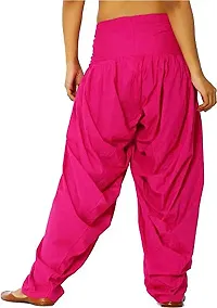 Caaspy Women's Cotton Plain Semi Patiala Salwar Patiala Pants Cotton Patiala Combo (Size: Free Size, Length: 41 Inches) (Black Combo) (Black & Pink)-thumb4