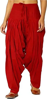 Caaspy Women's Cotton Plain Semi Patiala Salwar Patiala Pants Cotton Patiala Combo (Size: Free Size, Length: 41 Inches) (Dark Green Combo) (Dark Green & Red)-thumb3