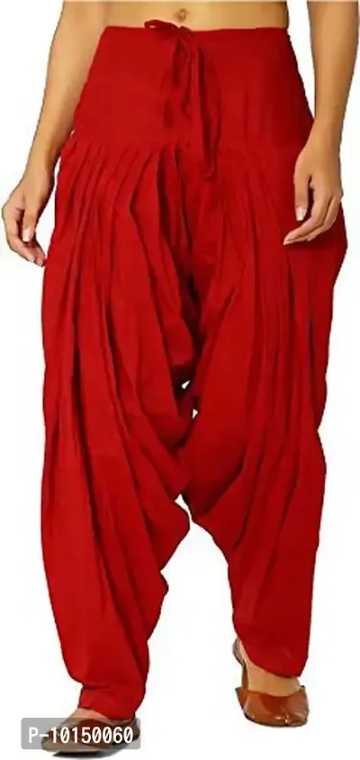 Caaspy Women's Cotton Plain Semi Patiala Salwar Patiala Pants Cotton Patiala Combo (Size: Free Size, Length: 41 Inches) (Dark Green Combo) (Dark Green & Red)-thumb4